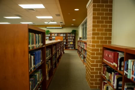 Vandegrift High School's library in Austin on March 2, 2022.