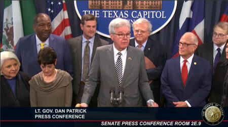 Lieutenant Governor Dan Patrick, speaking a a press conference following the passage of SB 26 and SJR 2 on property tax relief, June 20, 2023.