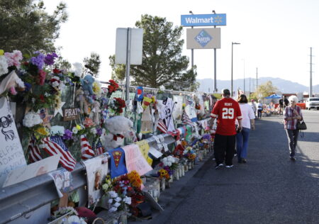 In the days after the mass shooting at a Walmart in El Paso, many came and left flowers, rosaries and messages for the families of victims killed in the attack. The makeshift memorial was cleared out in November 2019. Since, Walmart built the “Grand Candela,” a permanent memorial in the store’s parking lot. And, the county of El Paso constructed the “Healing Garden” at Ascarate Park.