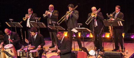 Photo of jazz band performing in concert