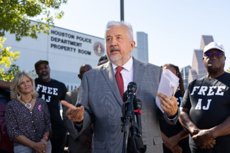 Civil Rights Attorney Randall Kallinen discusses a federal lawsuit filed against the City of Houston on behalf of Antonio “AJ” Armstrong Jr. Taken on August 16, 2023.