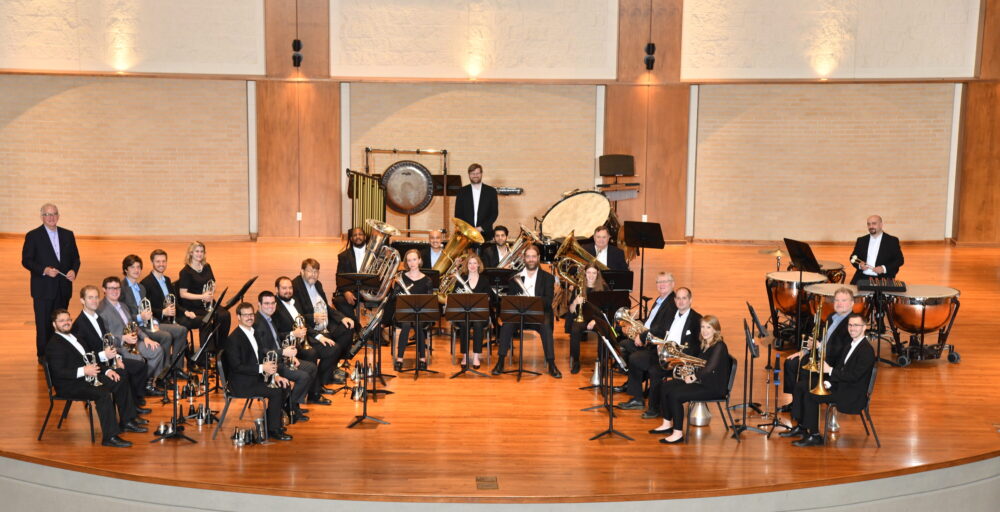 Photo of brass band on stage