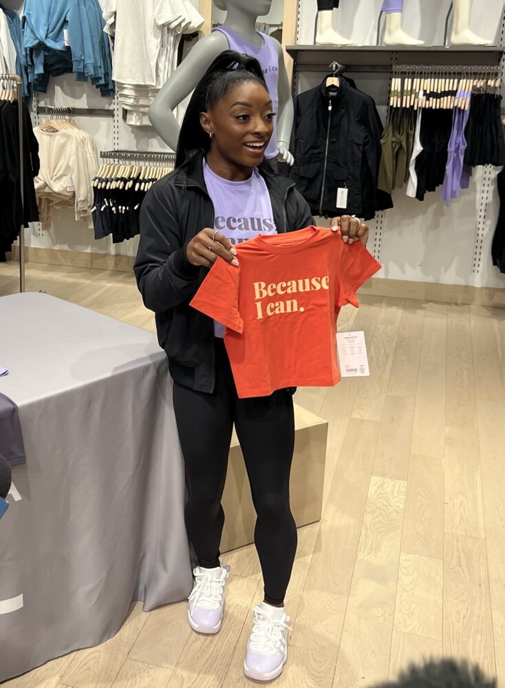 Simone Biles Parties in Texas in Dior Sneakers, Crop Top and Leggings