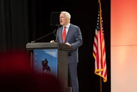 U.S. Sen. John Cornyn speaks to delegates during the Republican Party of Texas 2022 Convention in Houston last year.
