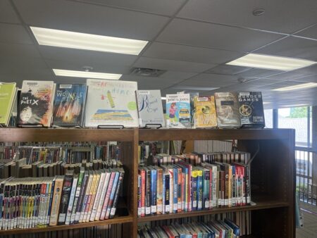 Banned and challenged books on display at the West University Branch of the Harris County Public Library.