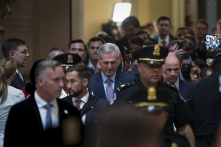 Rep. Kevin McCarthy, R-Calif., leaves the House floor after being ousted as Speaker of the House at the Capitol in Washington, Tuesday, Oct. 3, 2023.