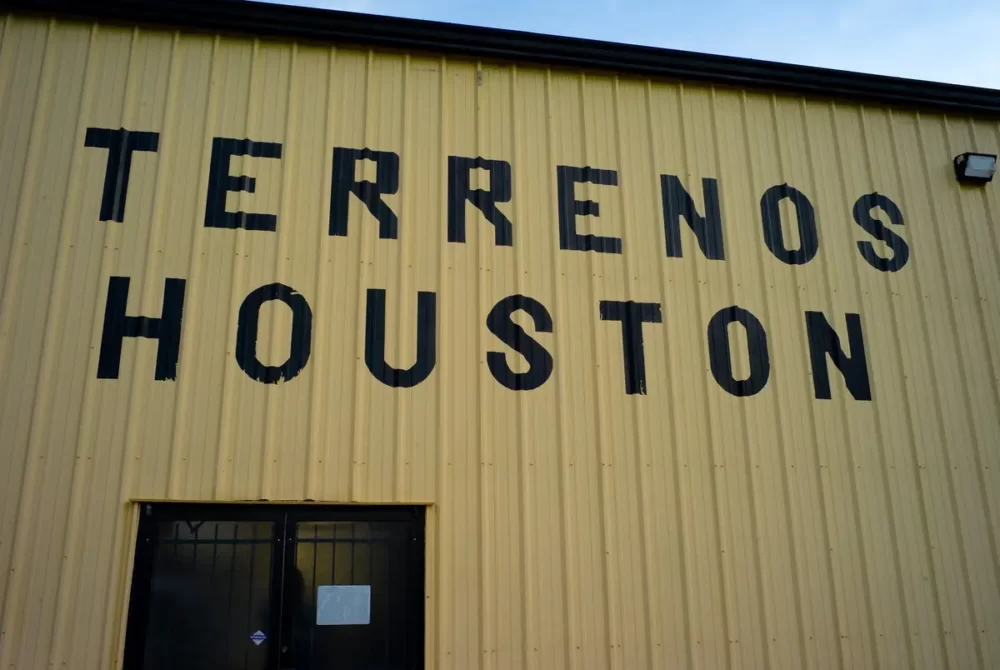 The Terrenos Houston building in New Caney. The developer of Colony Ridge has become the target of allegations that it's marketing land to undocumented immigrants and the development is plagued by crime. 