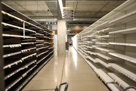 Aisles at the Midtown Whole Foods Market were empty Monday.