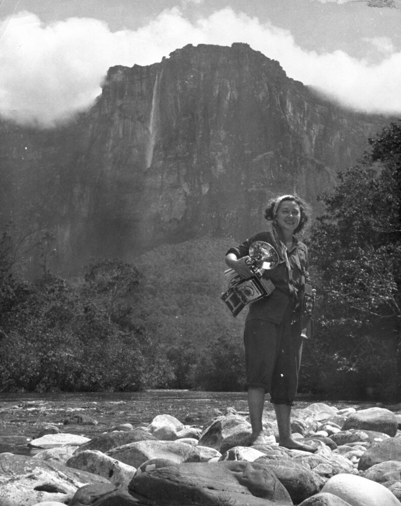 Ruth Robertson in front of Angel Falls in 1949.