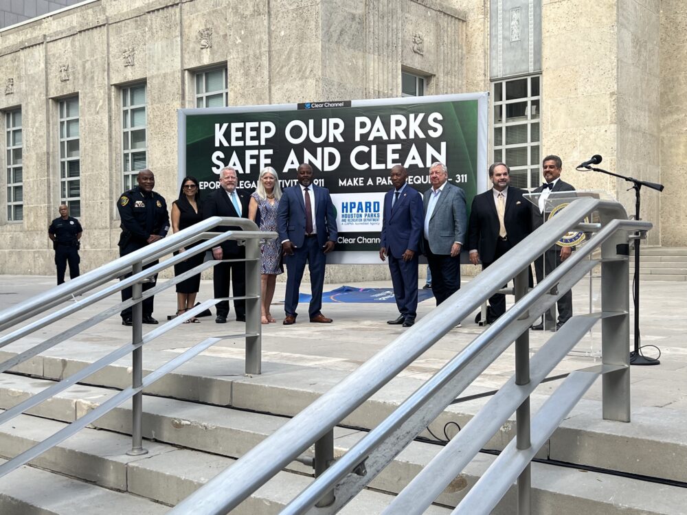 City officials announce a new campaign to make Houston area parks cleaner and safer. 