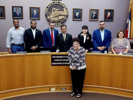 Sadie with the city council.