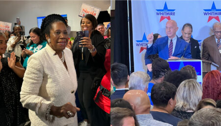 Sheila Jackson Lee (left) and John Whitmire at their election night parties. Both candidates are running for mayor of Houston.
