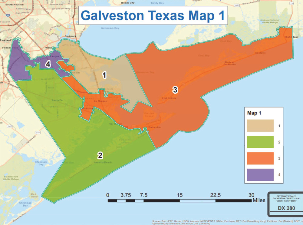 Judge Jeffrey Brown ordered Galveston County leaders to implement Map 1, a "least changes" political map the county commissioners  court's Republican majority had rejected in 2021.