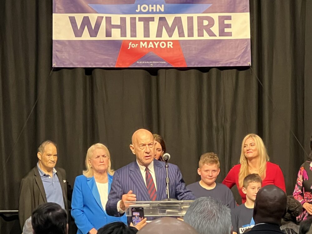 John Whitmire gives his victory speech at his watch night party for the runoff election.