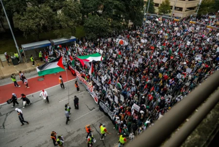 Thousands of Texans march in support for Palestine in downtown Austin on Nov. 12.