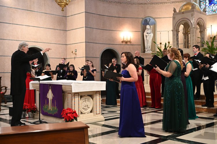Choir performing in a church