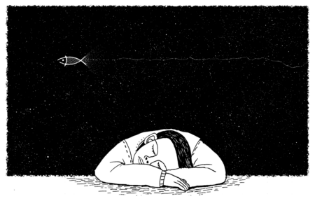 Illustration of person sleeping and dreaming