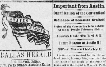 Clipping of newspaper from 1861