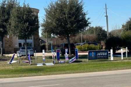 Vandalized campaign signs in Fort Bend.