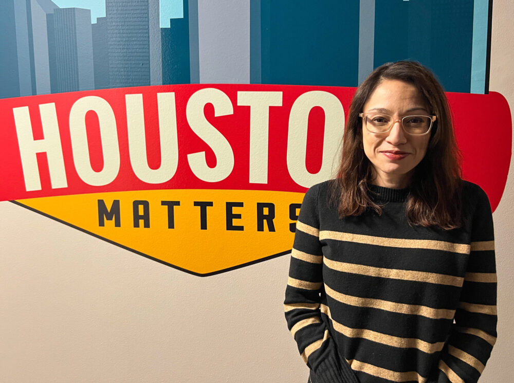 Writer and former Houston poet laureate Leslie Contreras Schwartz in the Houston Matters studios.