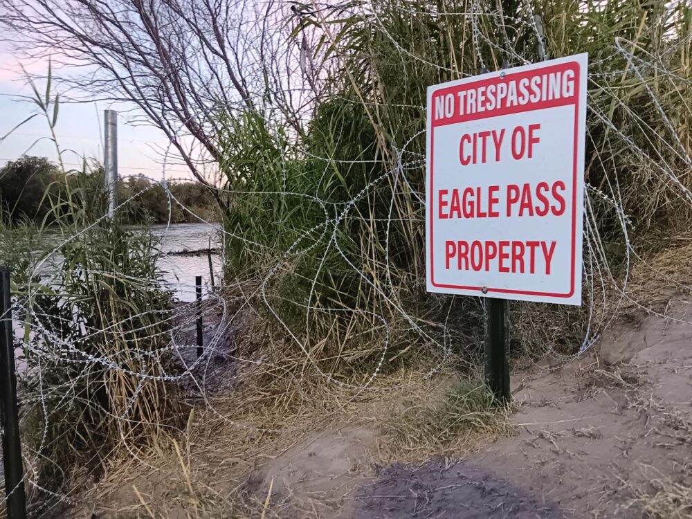 The shores of Eagle Pass' Shelby Park are lined with razor wire installed by the Texas Department of Public Safety as part of Gov. Abbott's escalating border actions.