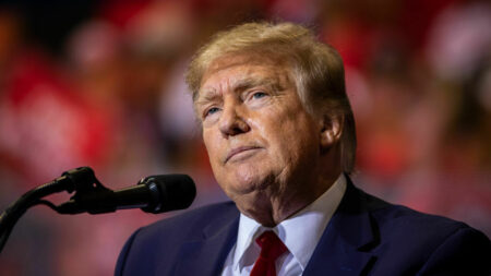 CASPER, WY - MAY 28: Former President Donald Trump speaks on May 28, 2022 in Casper, Wyoming. The rally is being held to support Harriet Hageman, Rep. Liz Cheneys primary challenger in Wyoming. (Photo by Chet Strange/Getty Images)