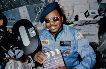 Astronaut Ronald E. McNair, 41-B mission specialist, doubles as 
