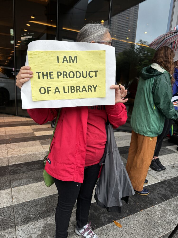 Protesters outside of HISD Superintendent Mike Miles' State of the District Address.  (Photo Credit: Blair Reid)