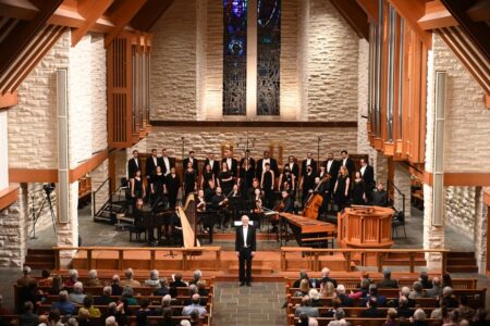 The Houston Chamber Choir and Loop38 performing at the Church of St. John the Divine