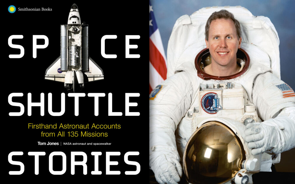 Astronaut Tom Jones with his book Space Shuttle Stories