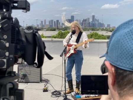 Mackenzie Scott (TORRES) performing on the Houston Public Media roof