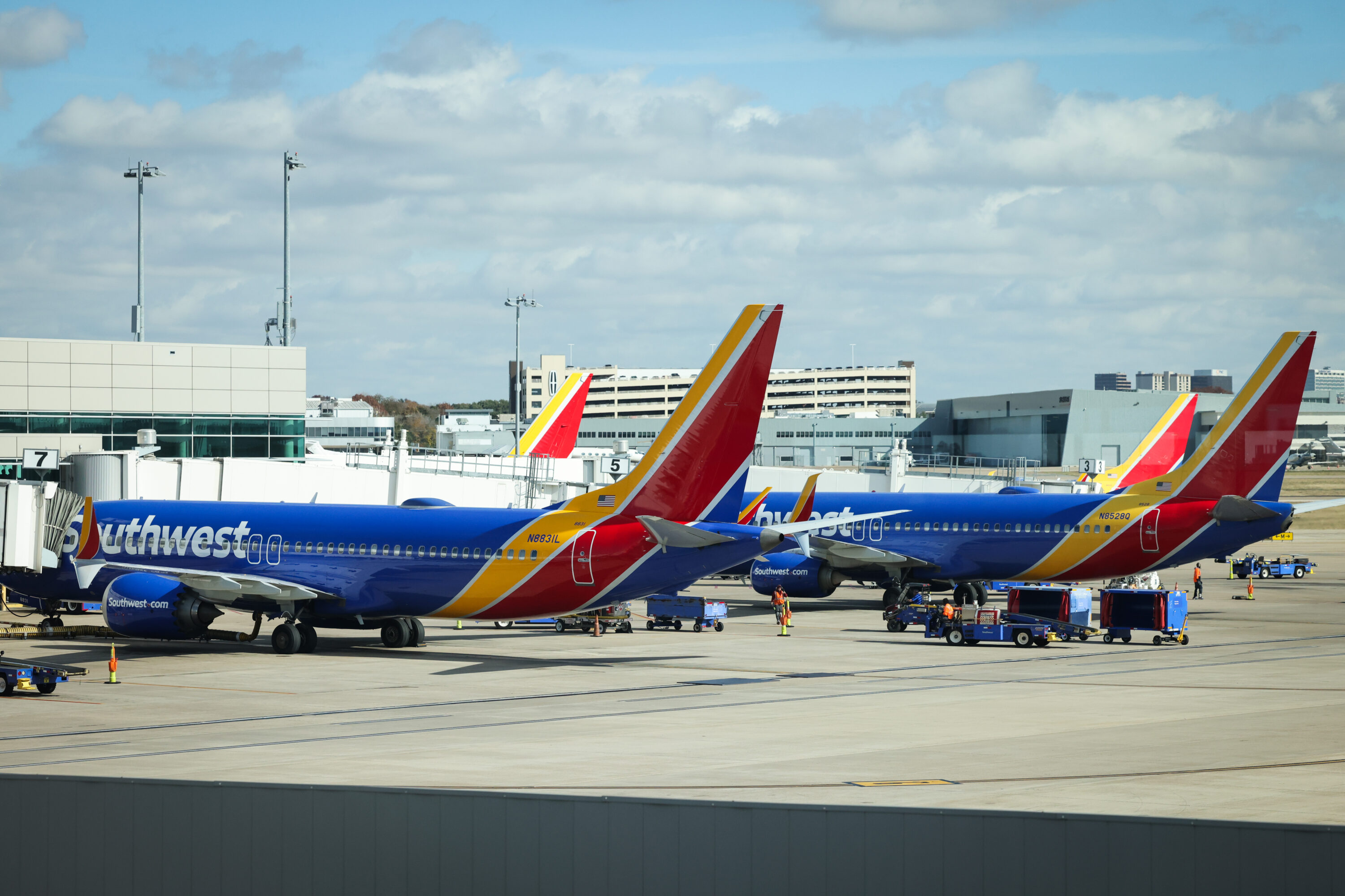 A plane with Southwest Airlines at Dallas Love Field
