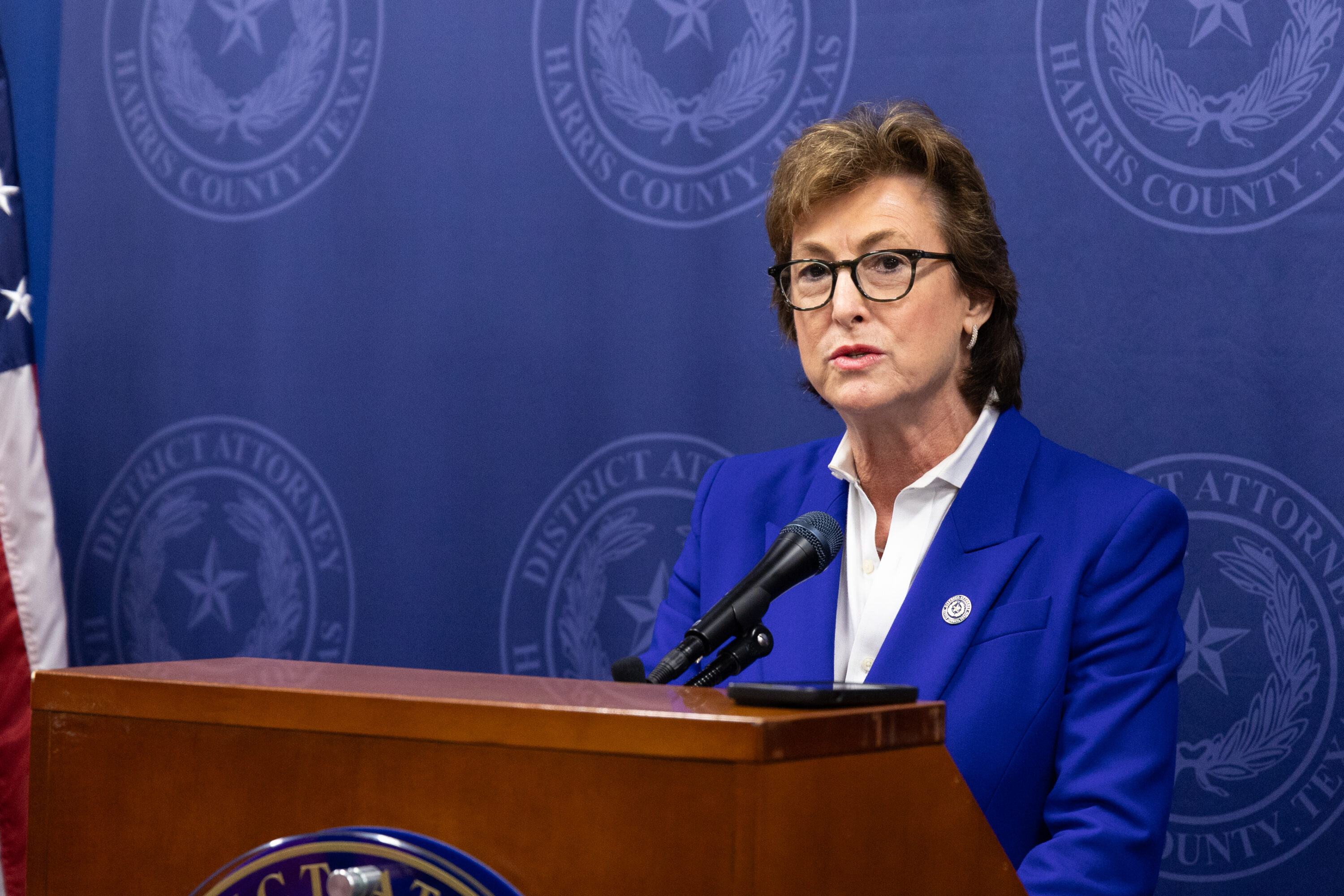 During a press conference on April 25, 2024, District Attorney Kim Ogg discussed her decision to turn over a criminal investigation into County Judge Lina Hidalgo's former staffers to the Texas Attorney General's Office.