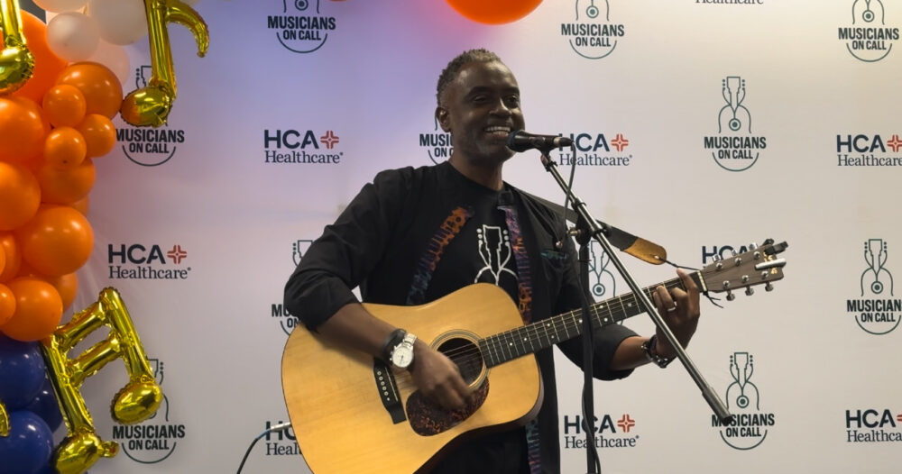 Local musician Lane Gray performs at Woman's Hospital of Texas.