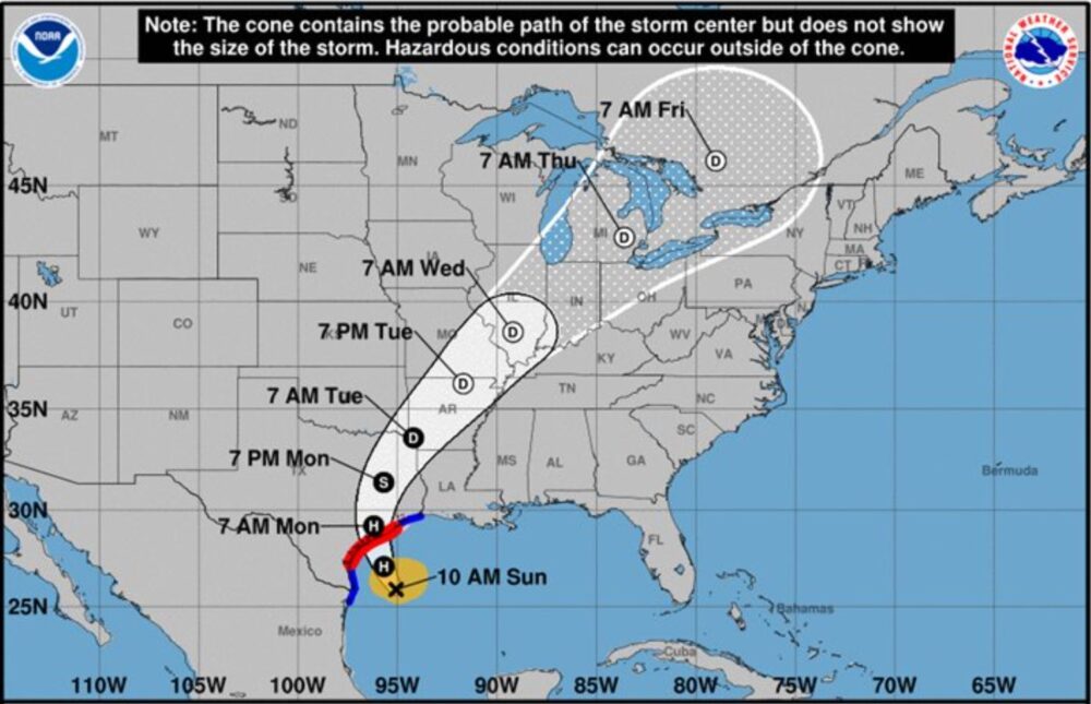 Beryl storm path