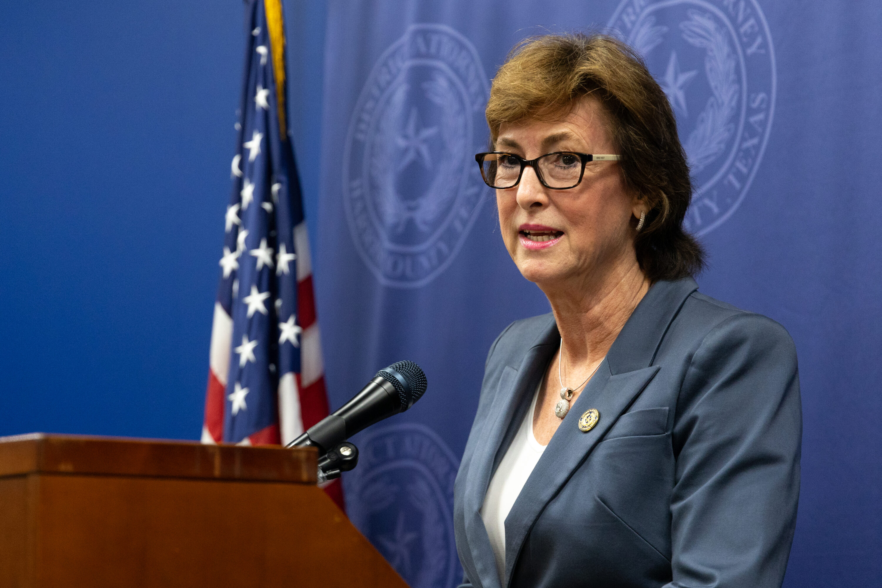 Harris County District Attorney Kim Ogg announces charges related to a shortage of ballots in the 2022 midterm elections in Harris County. Taken August 13, 2024.