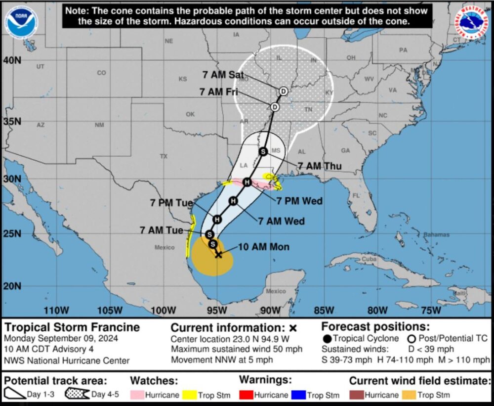 Tropical Storm Francine forms in Gulf of Mexico; Houston region and