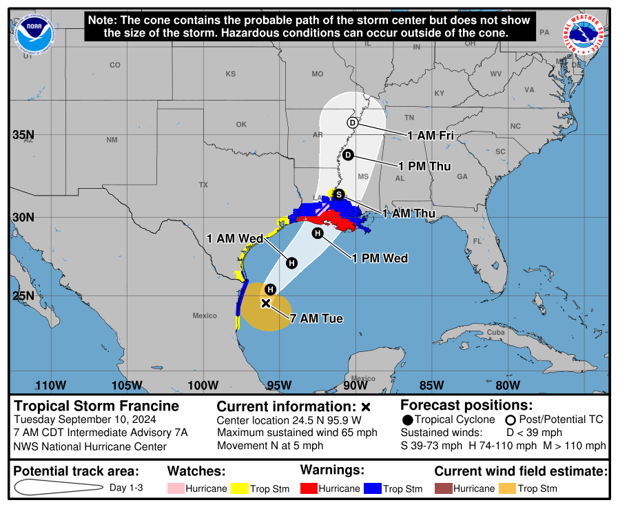 Tropical Storm Francine’s impact on Texas coast remains minimal as