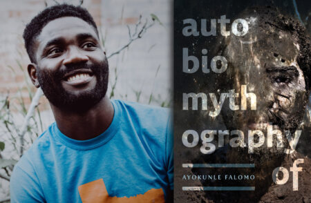 Poet Ayokunle Falomo with his new collection "Autobiomythography of."
