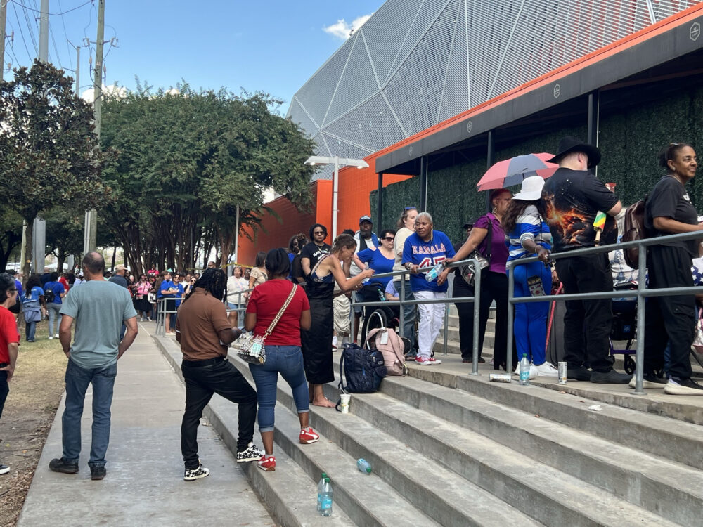 Some people began lining up for Harris' campaign rally in Houston as early as 4 a.m. (Image credit: Andrew Schneider)