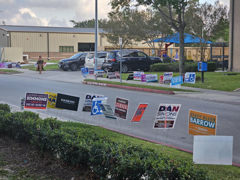 Voting signs outside a polling station