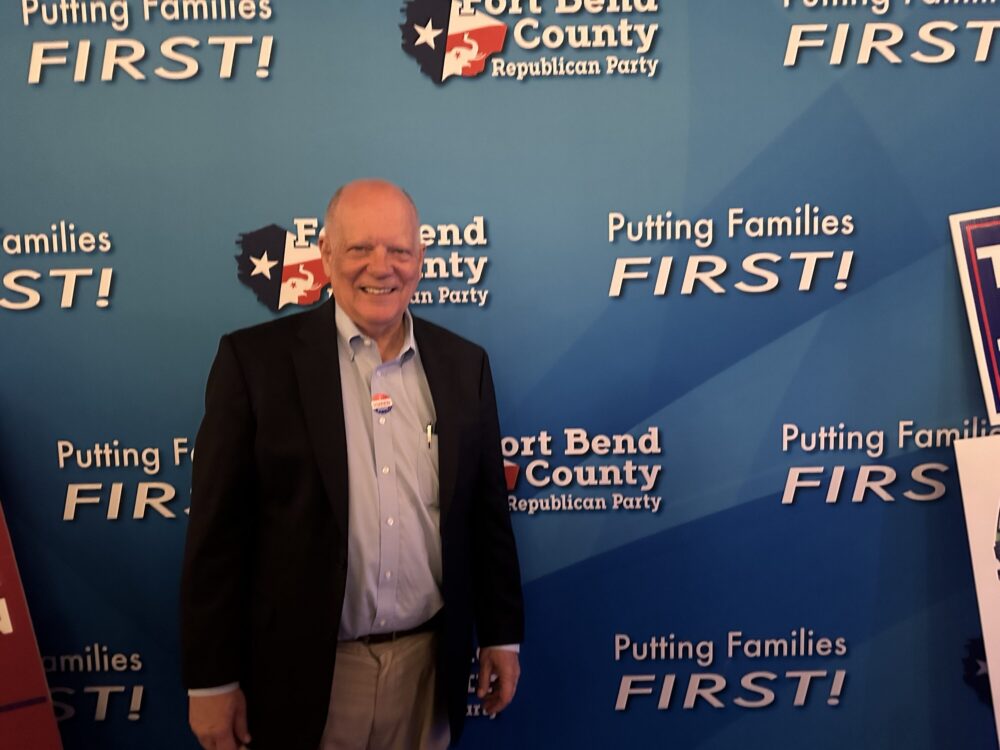 Fort Bend Precinct 3 County Commissioner Andy Meyers poses for a photo at the Fort Bend GOP Election Watch Party on Nov. 5, 2024.