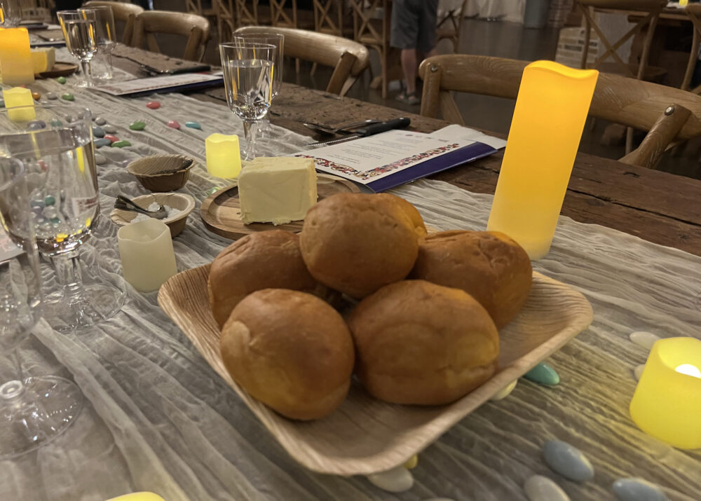 Dinner rolls served at the feast. (Photo Credit: Michael Hagerty/Houston Public Media)