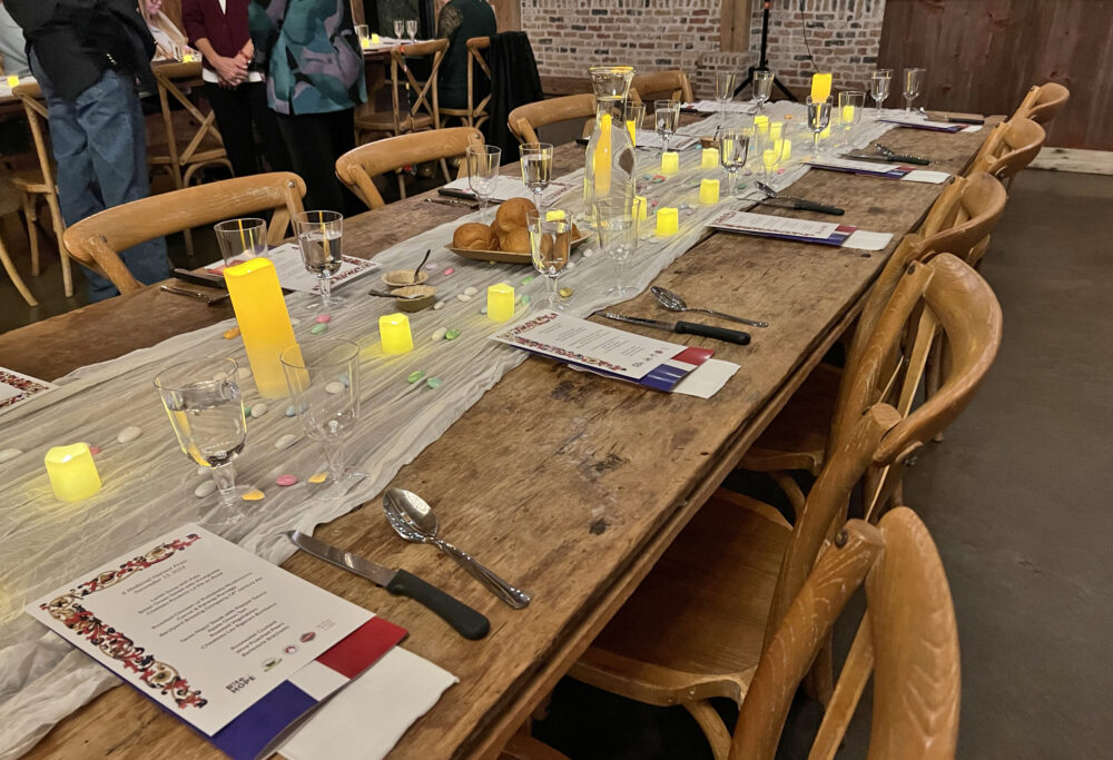 Table settings for the medieval harvest feast. (Photo Credit: Michael Hagerty/Houston Public Media)