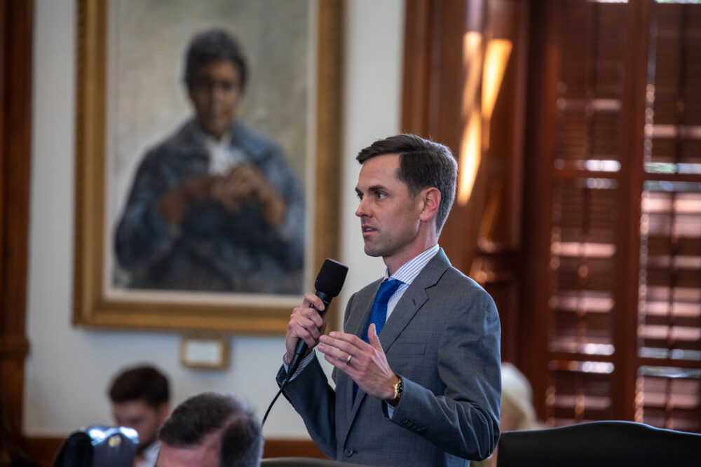 Texas Senator Mayes Middleton speaks astatine nan authorities capital.