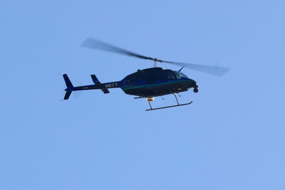 A helicopter circled the property on Wednesday, Jan. 1, 2025. (Photo Credit: Rob Salinas)