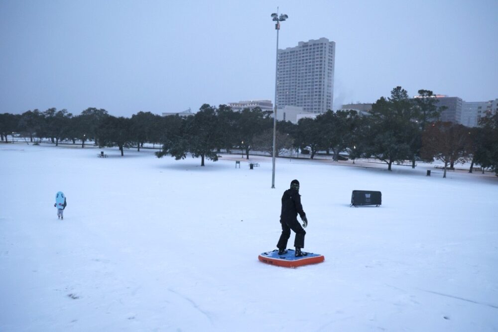 Houston snow Jan. 21, 2025 (Photo Credit: Lucio Vasquez/ Houston Public Media)