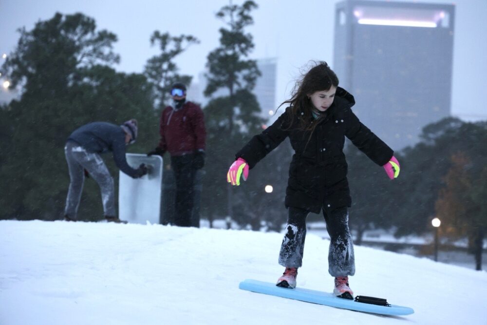 Houston snow Jan. 21, 2025 (Photo Credit: Lucio Vasquez/ Houston Public Media)