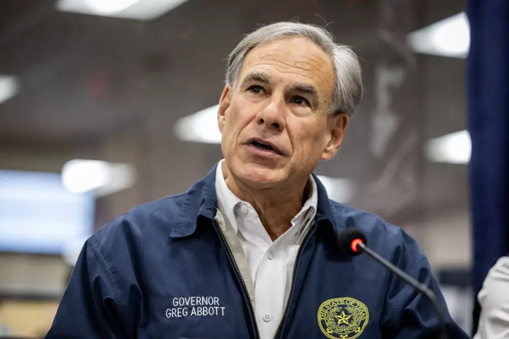 Gov. Greg Abbott speaks at a press conference.