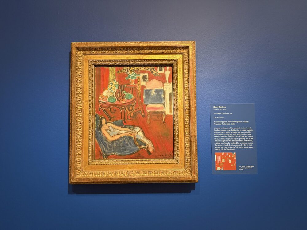 Picasso's "The Blue Portfolio" painting on display at the MFAH (Photo Credit: Sophia Jozwiak/Houston Public Media)